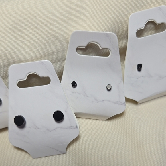 Black Stud Earrings Set Of Five - Picture 3 of 4